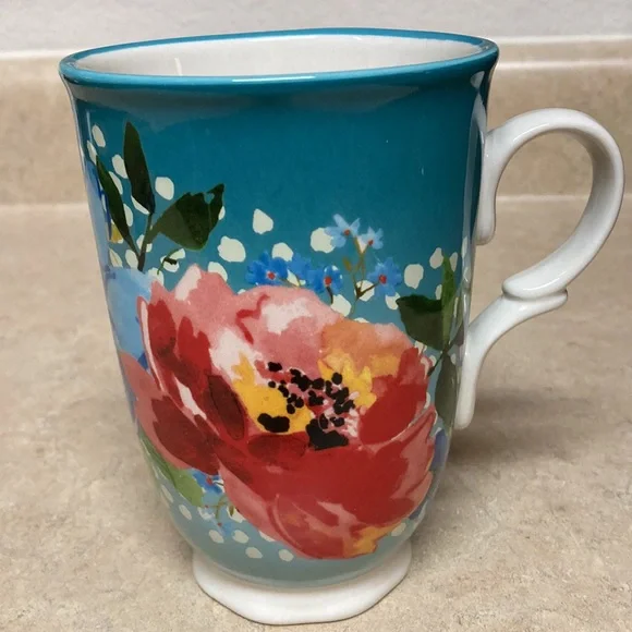 The Pioneer Woman Teal Floral Melody Footed Mug - Picture 3 of 8